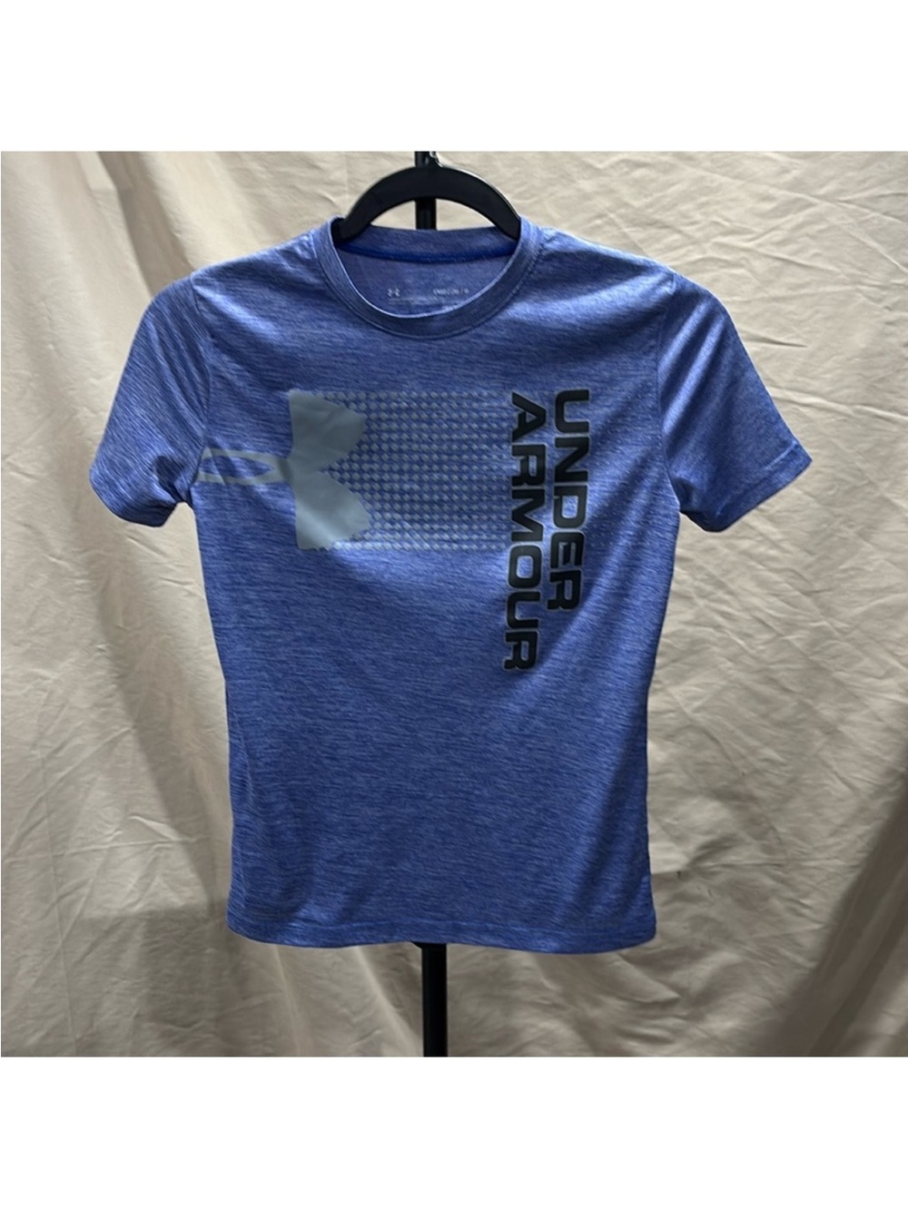 Under Armour Blue Heather Logo Vertical Graphic Short Sleeve Tee